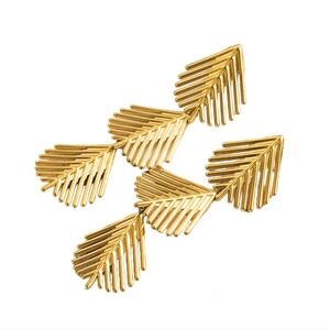 Gold Leaf Design Drop Earrings